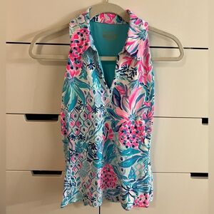 Lilly Pulitzer UPF 50+ Luxletic Lakelyn Bra Polo Top